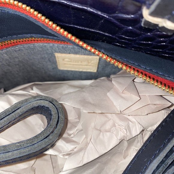 Clare V. Petit Alistair Croc Embossed Leather Circular Crossbody Bag - Picture 3 of 7